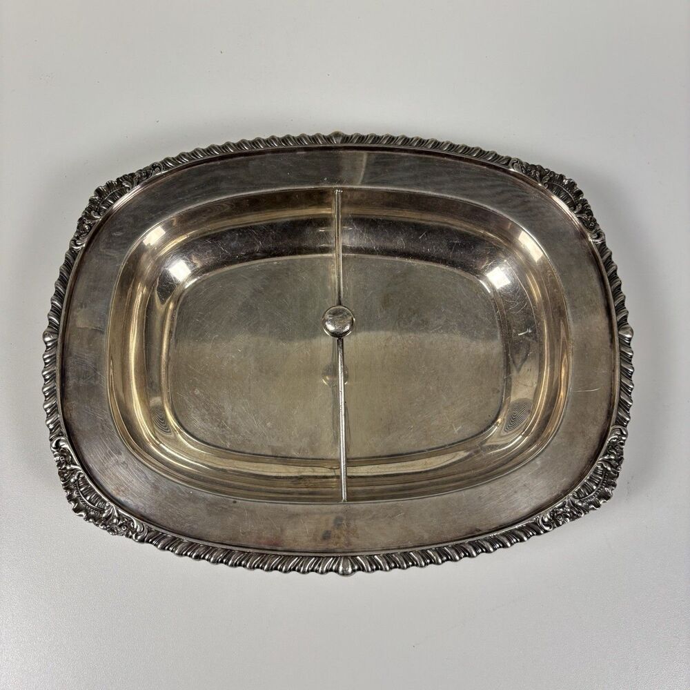 Vintage Reed & Barton 12" Silverplate Split Serving Tray w/ Divider 6200 EPNS